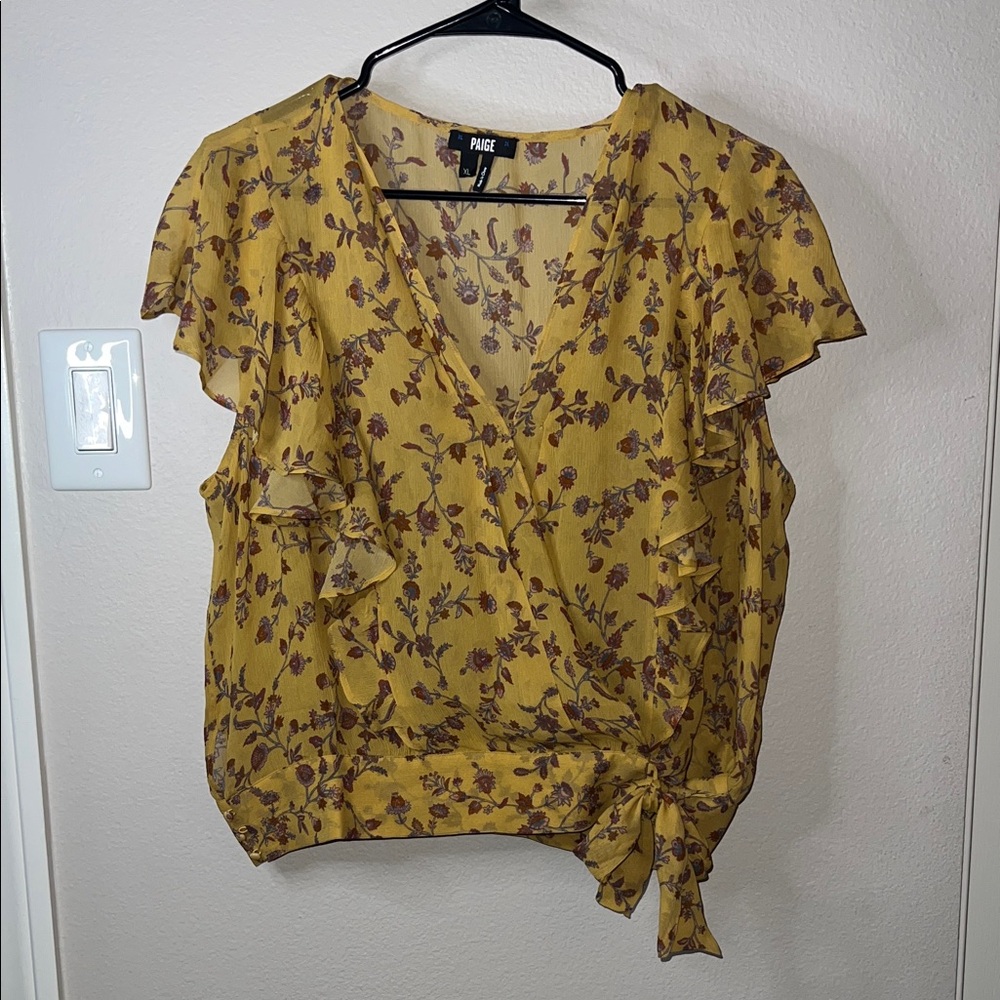 PAIGE Mustard Floral Blouse